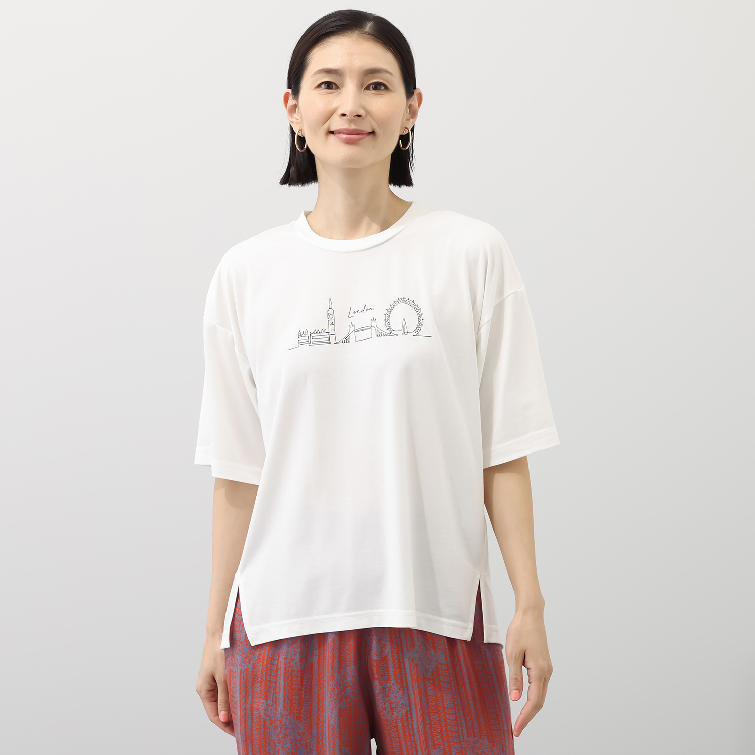 エムエムオー 接触冷感 スムースクルーネック プリント半袖Ｔシャツ