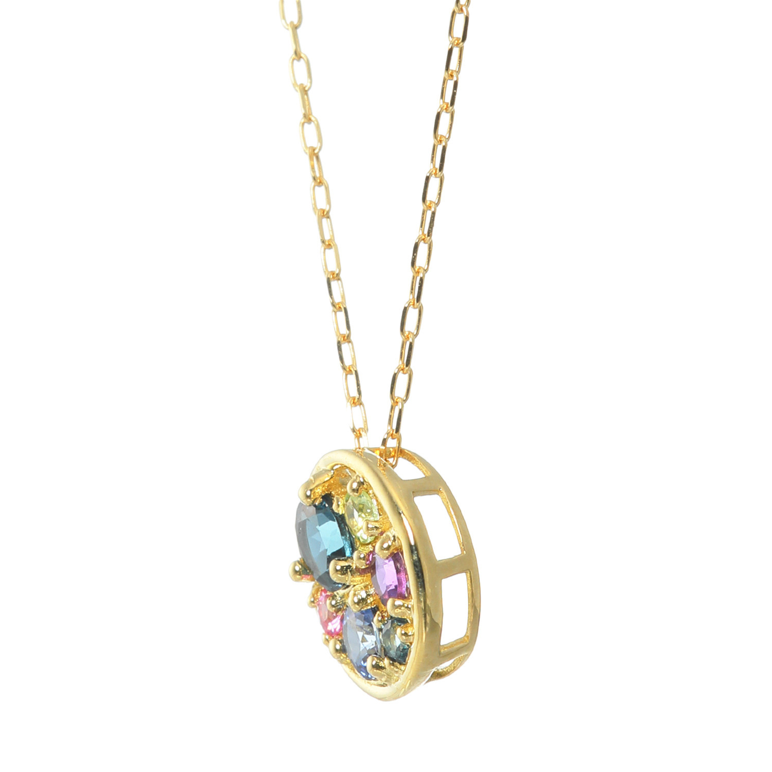 カレイドスコピオ １８Ｋ マルチカラージェム サークルネックレス