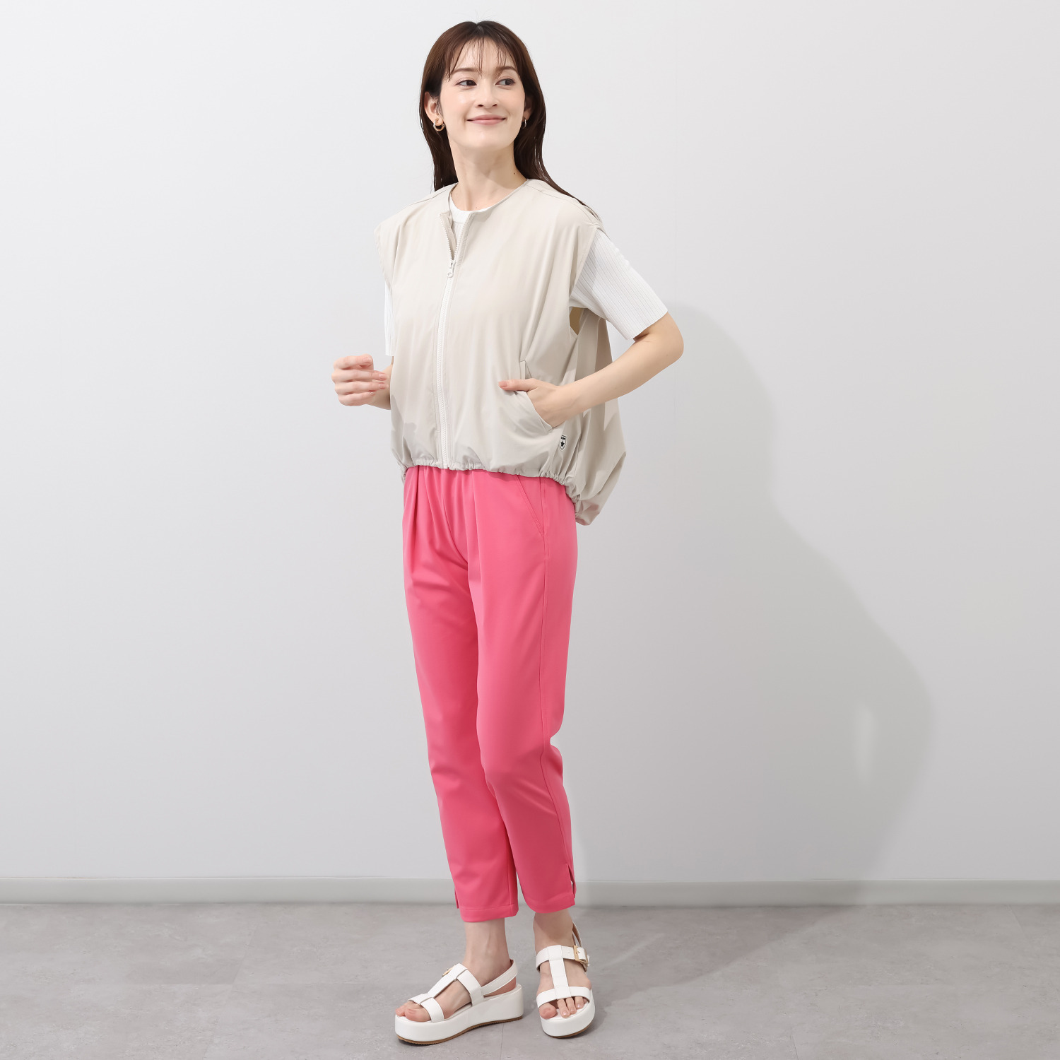 シーン サラサラストレッチ バルーンシルエットジレ