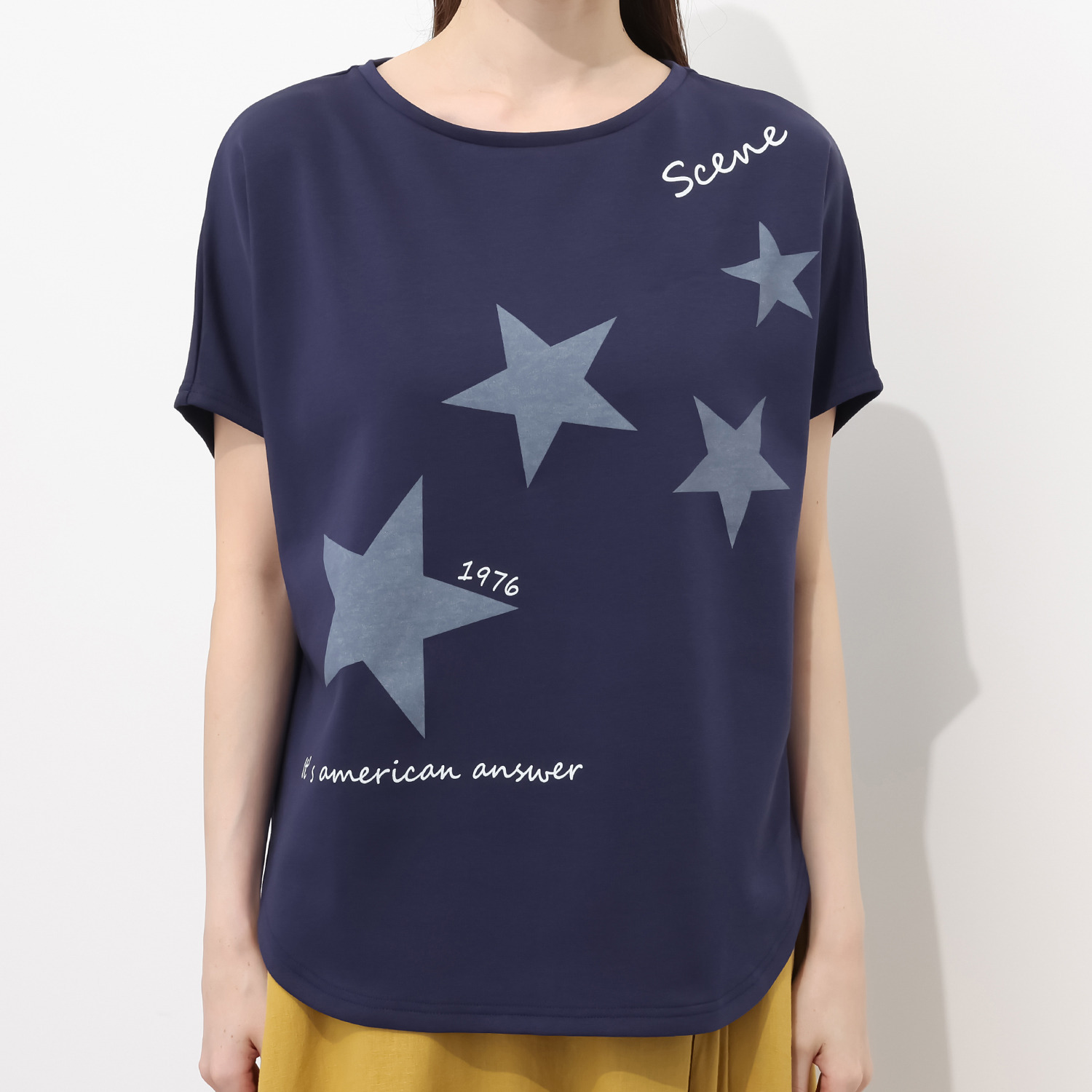 シーン スターメッセージプリント ドルマンＴシャツ