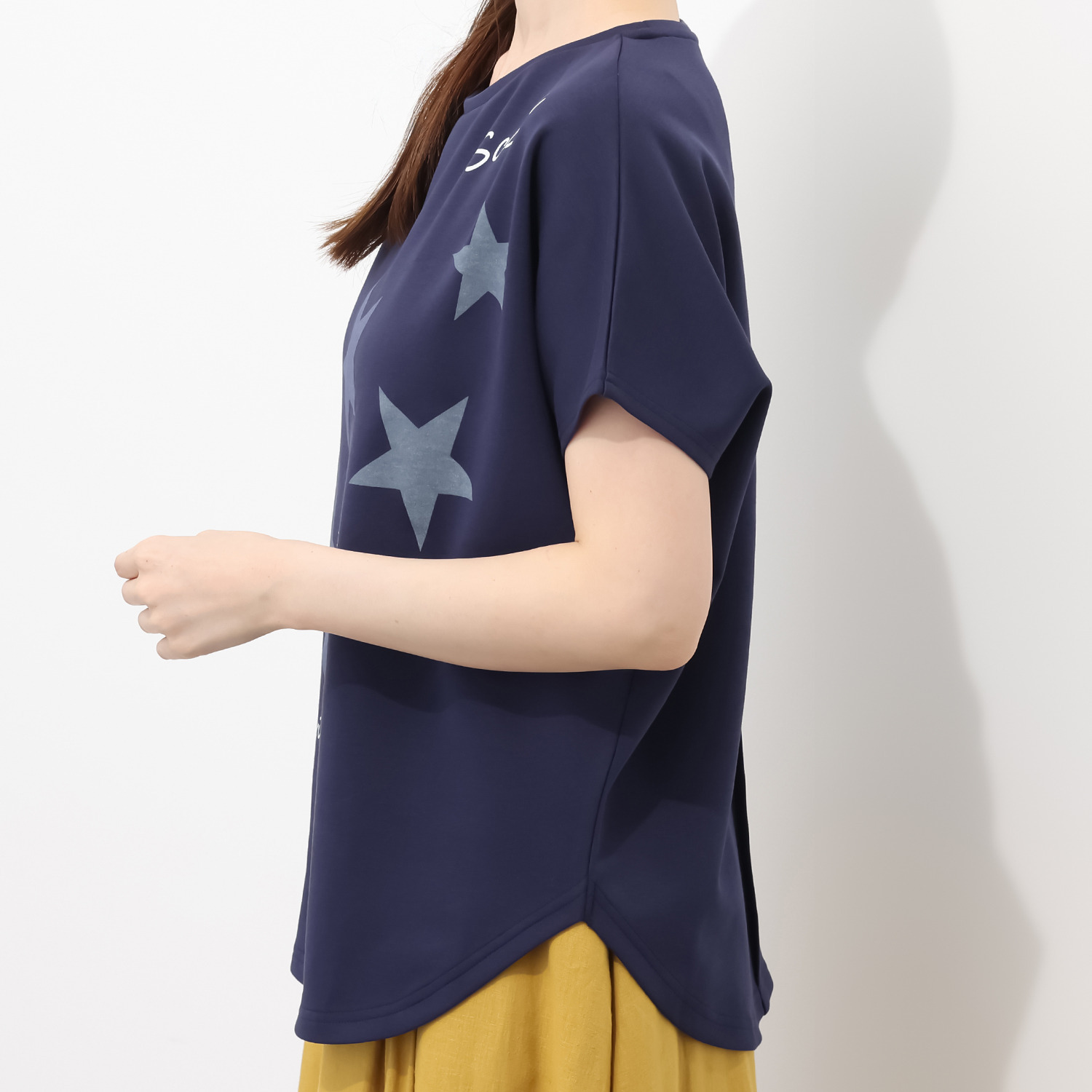 シーン スターメッセージプリント ドルマンＴシャツ