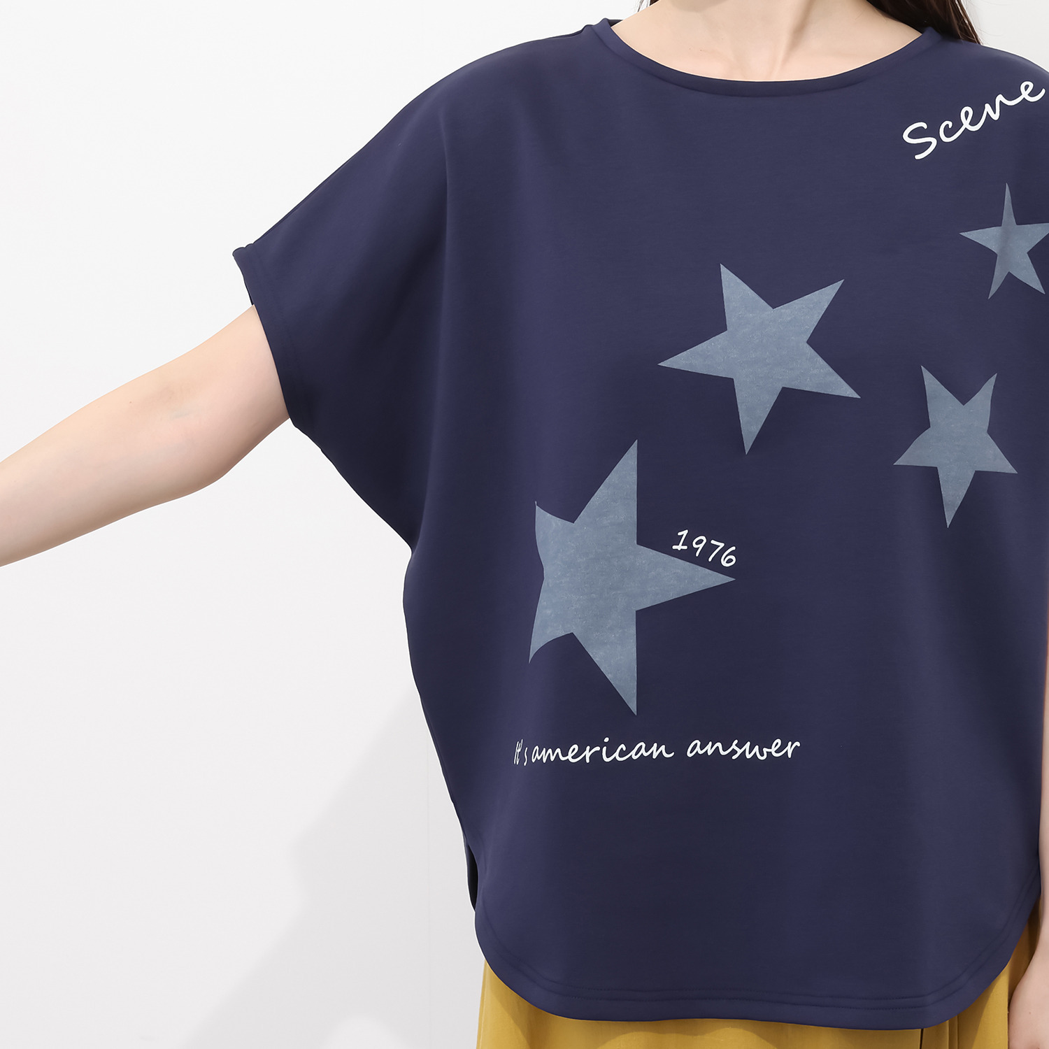 シーン スターメッセージプリント ドルマンＴシャツ