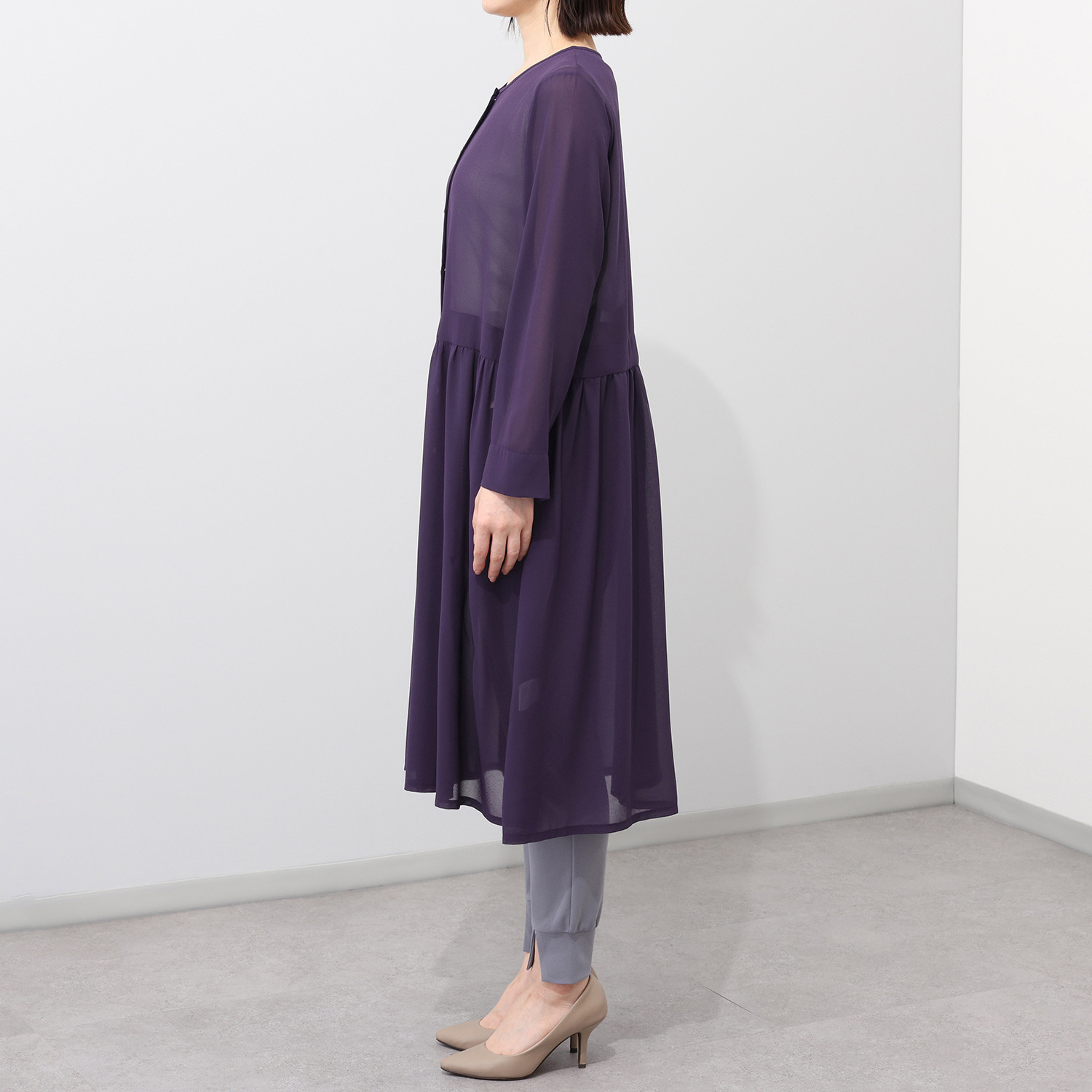 フーア シフォンジョーゼット ロングカーディガン