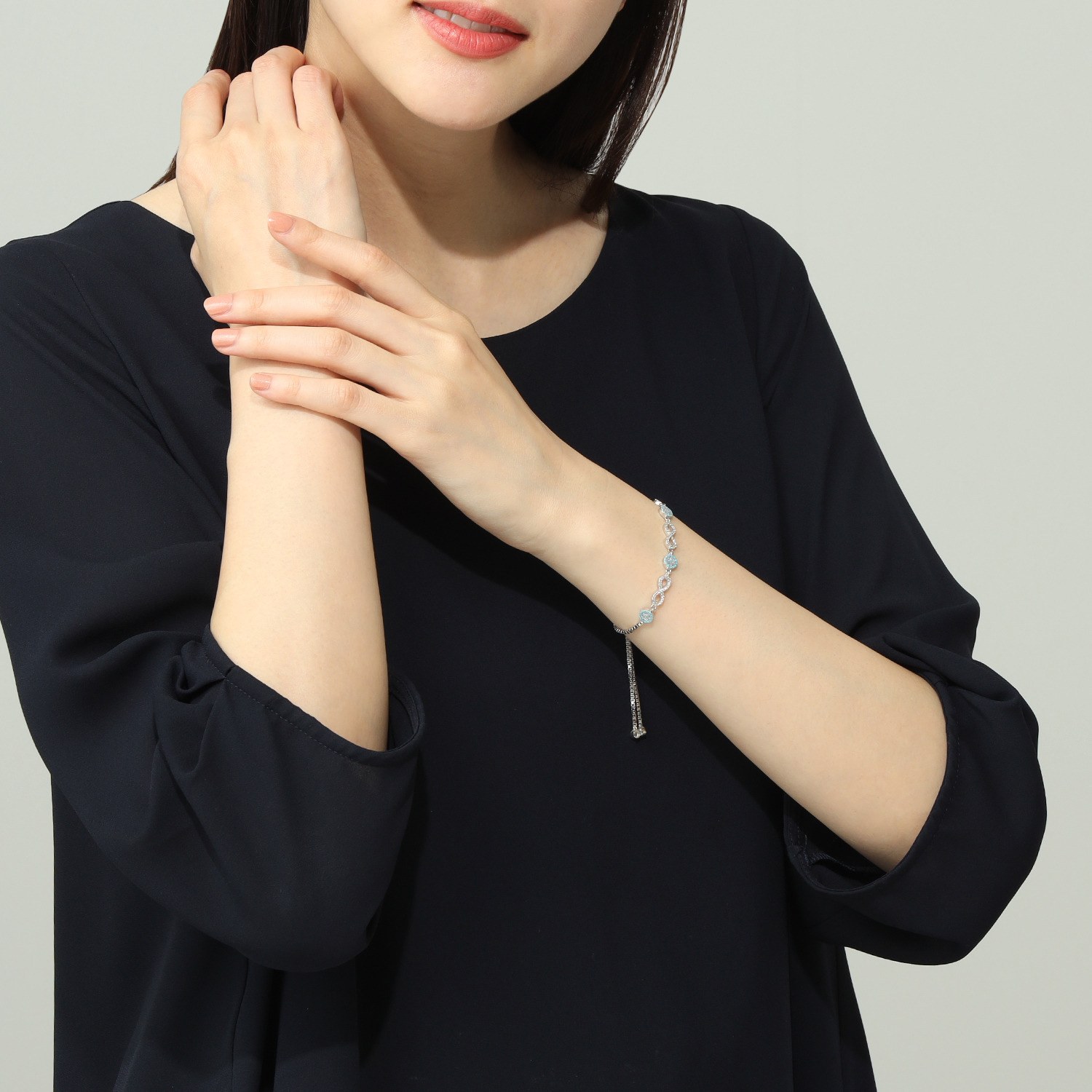 ミモッザジュエリー シルバー ＣＺ ナザールボンジュウ スライドブレスレット