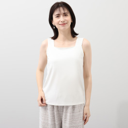 ルクオーレ 接触冷感 伸び伸びストレッチ スクエアネック タンクトップ