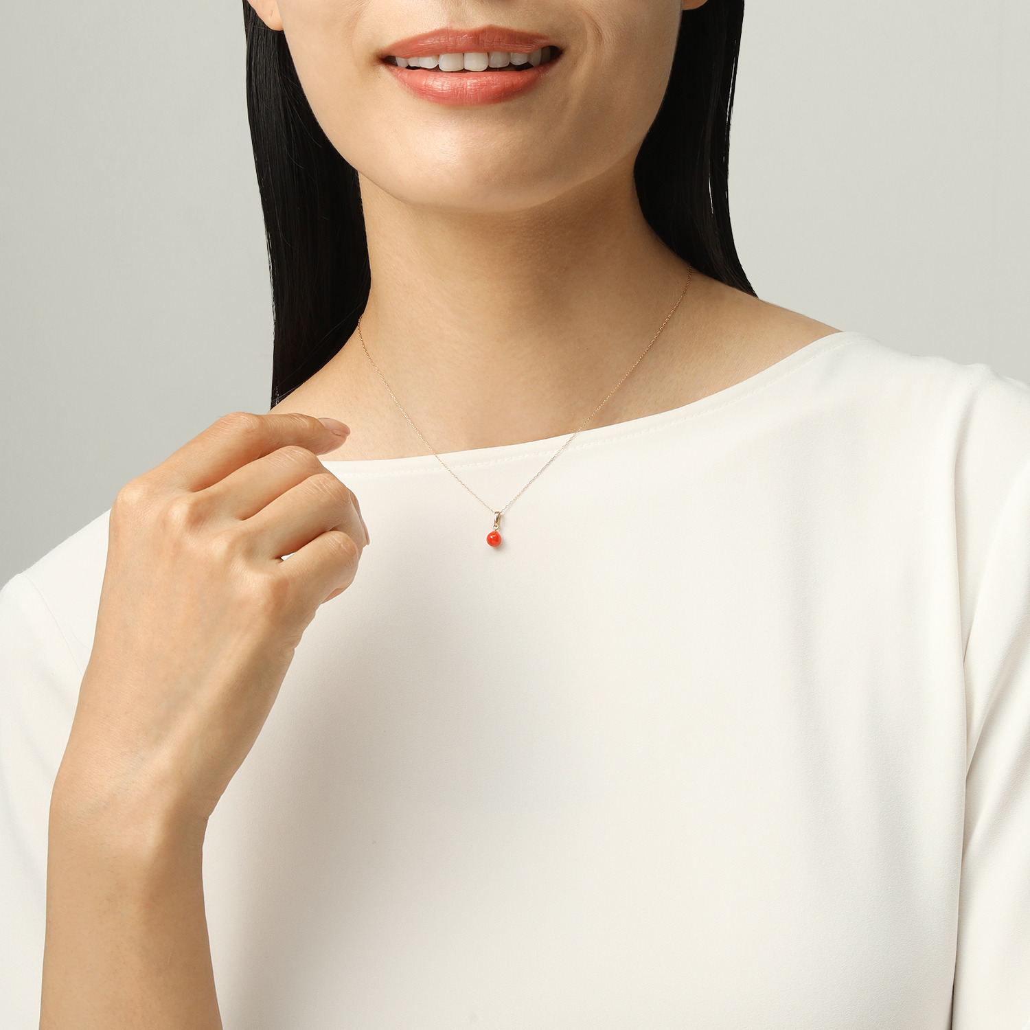 まじかるプライス １８Ｋローズゴールド 赤珊瑚 丸玉ペンダント