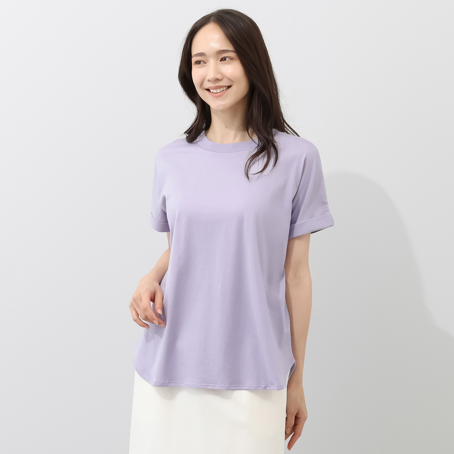 ルナリア 接触冷感　シルケット加工 ひやさらコットン ドルマン半袖Ｔシャツ