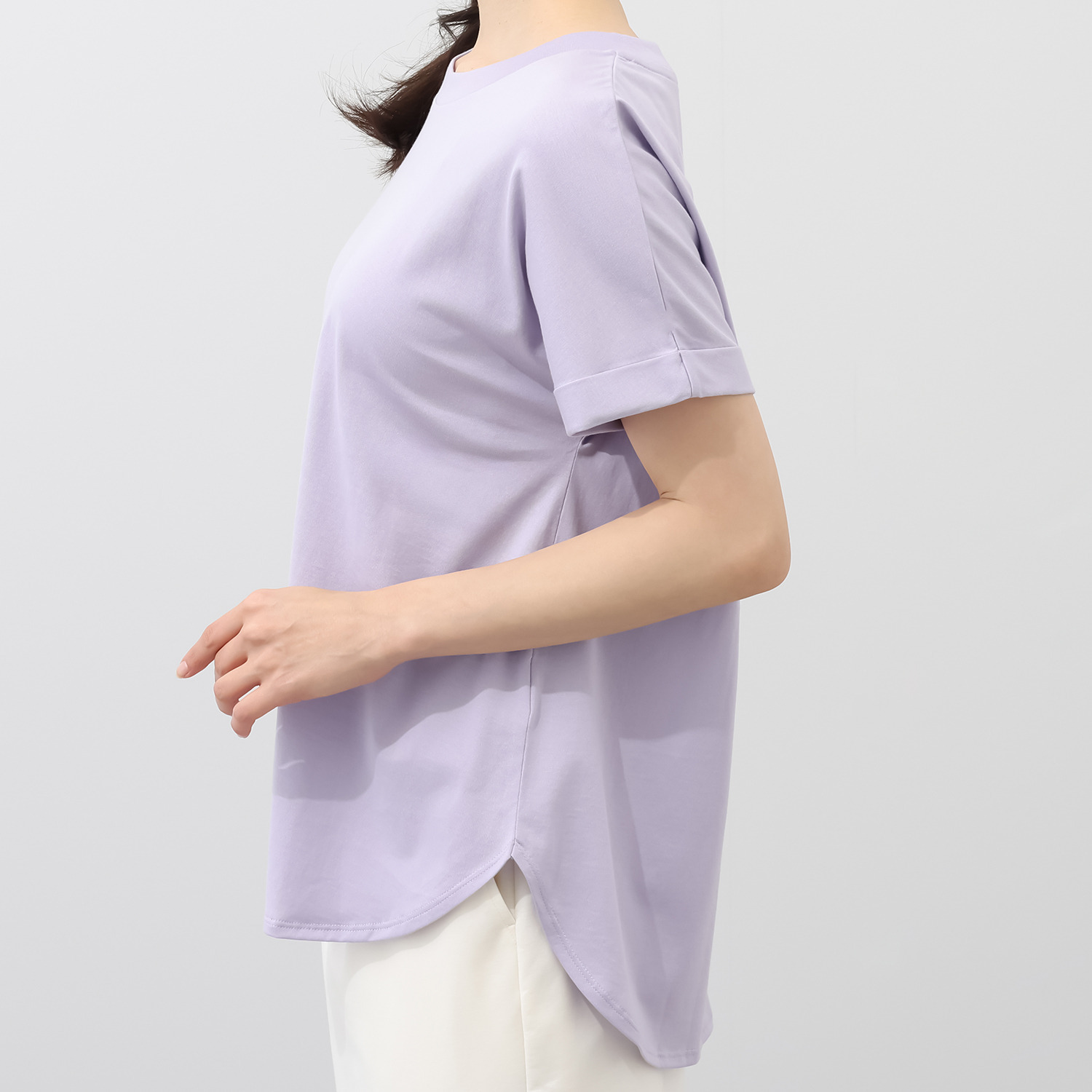 ルナリア 接触冷感　シルケット加工 ひやさらコットン ドルマン半袖Ｔシャツ