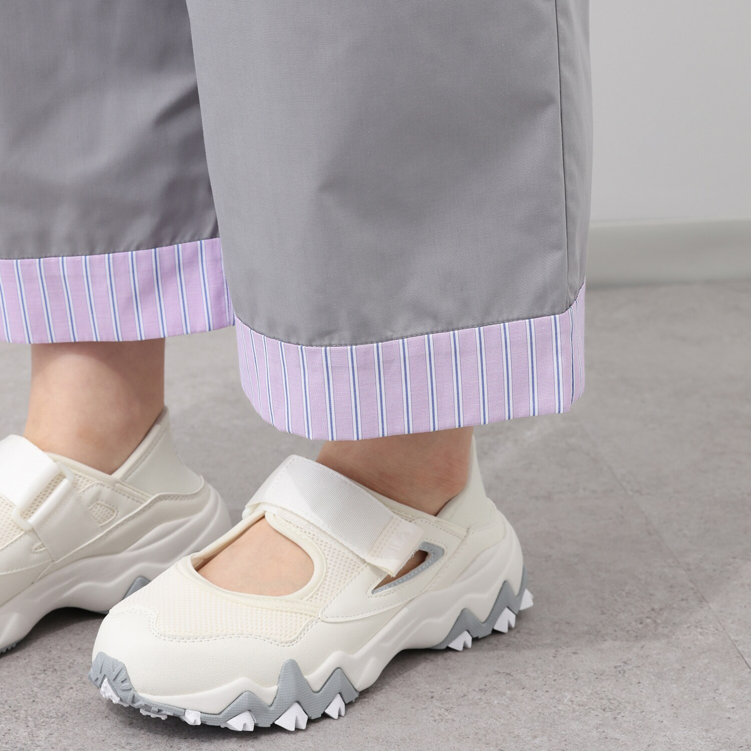 エムジェイアール　バイ マチコ　ジント　ロンドン ストライプ切替 ワイドパンツ