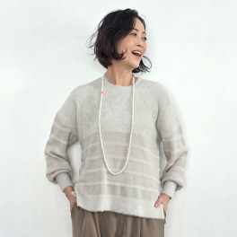 リラリー ボーダー編柄 シャギーニット プルオーバー
