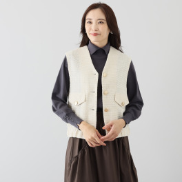 オ・ラバン 大人上品 ツイード調 きれいめラメ ベスト