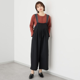 ルイボーテ サスペンダー調 スカート見えワイドパンツ