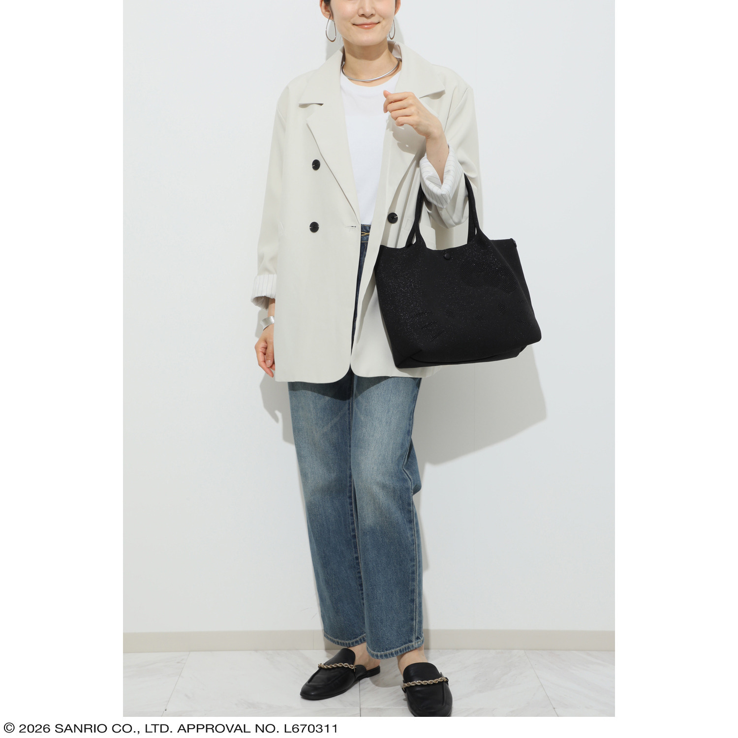 ルートート× サンリオキャラクター メタリックニット トートバッグ “ルフル”