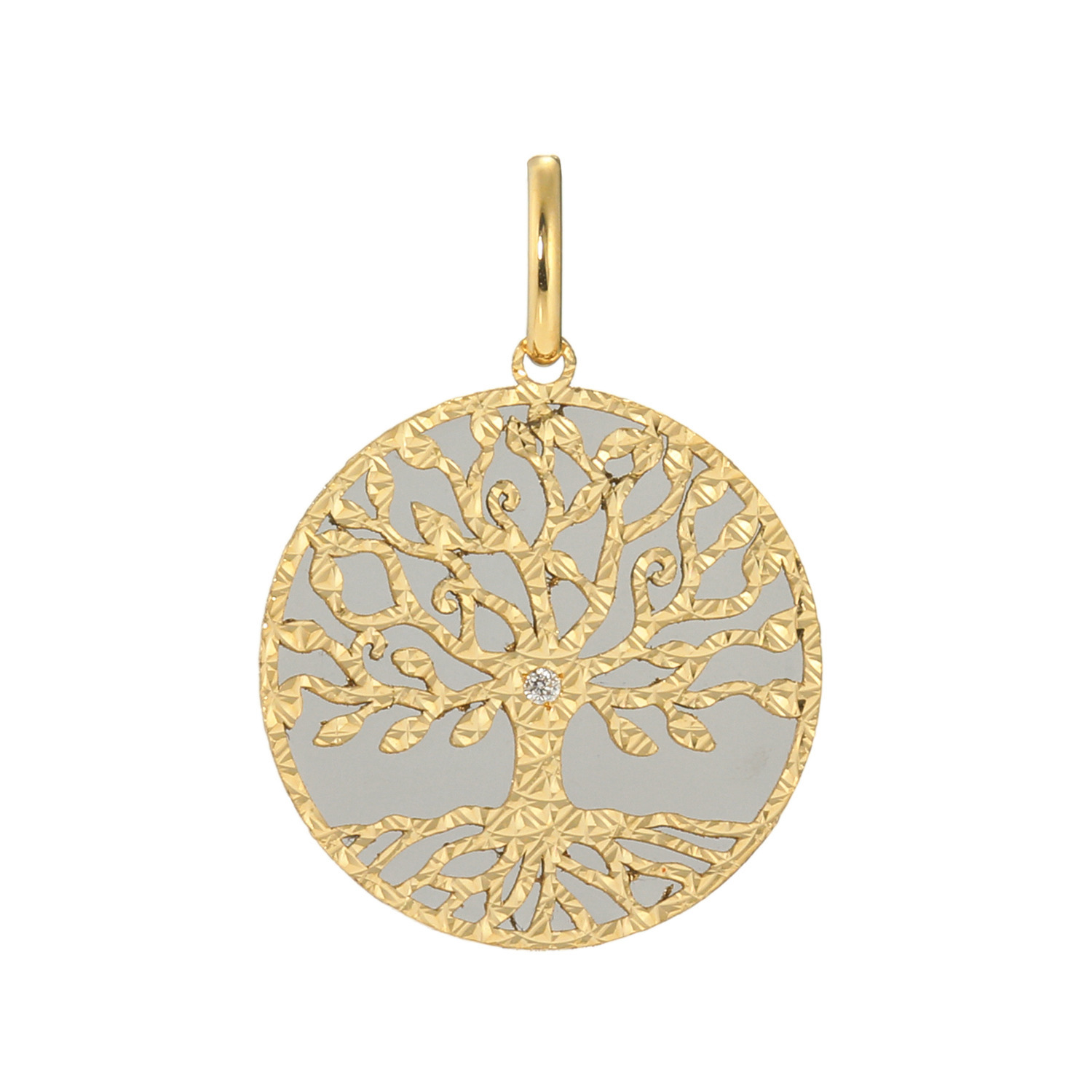 パワーゴールド １８Ｋ＆ＰＴ９５０ ダイヤモンド ＬＩＦＥ　ＯＦ　ＴＲＥＥ リバーシブル ペンダントトップ ＜直径約１６ｍｍ＞