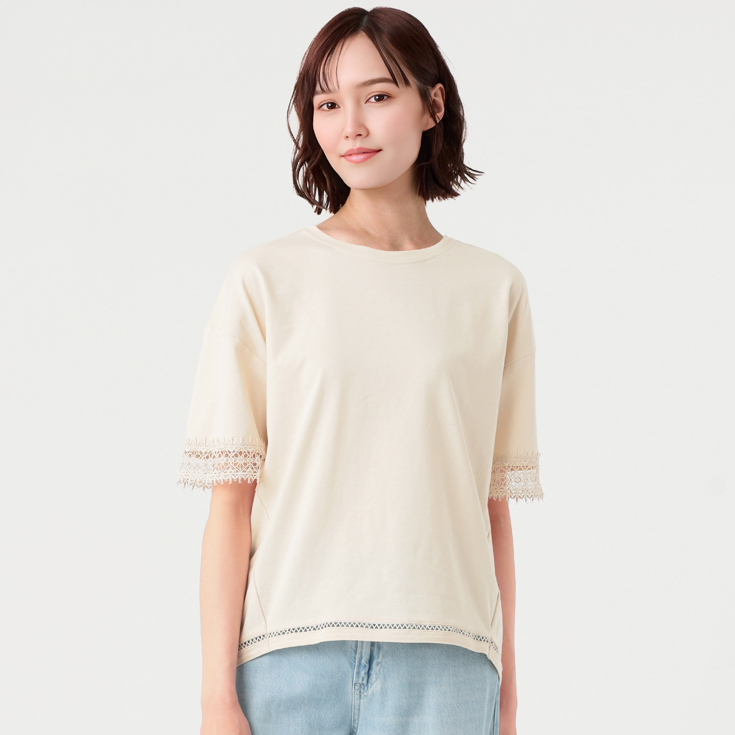 ダジュール 袖レースアクセント Ｔシャツ