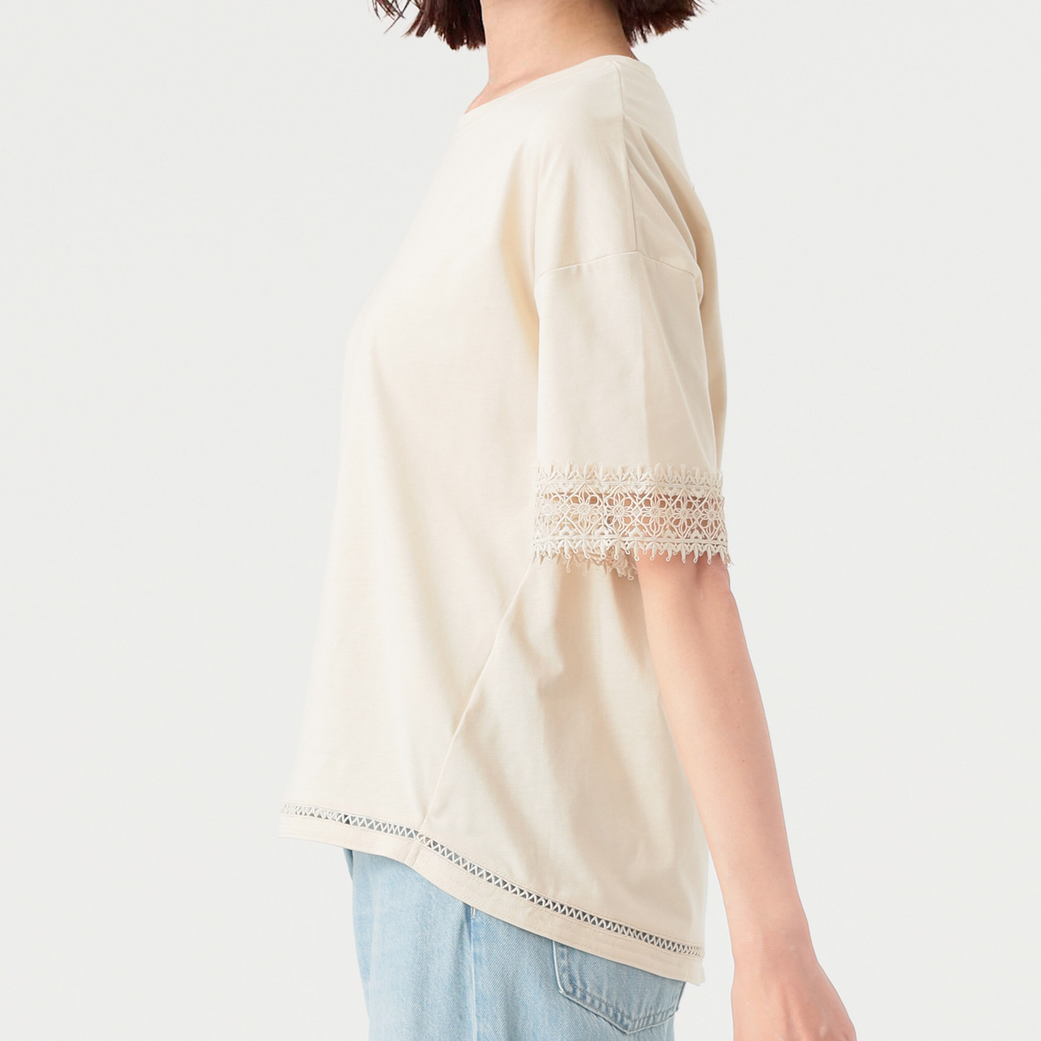 ダジュール 袖レースアクセント Ｔシャツ