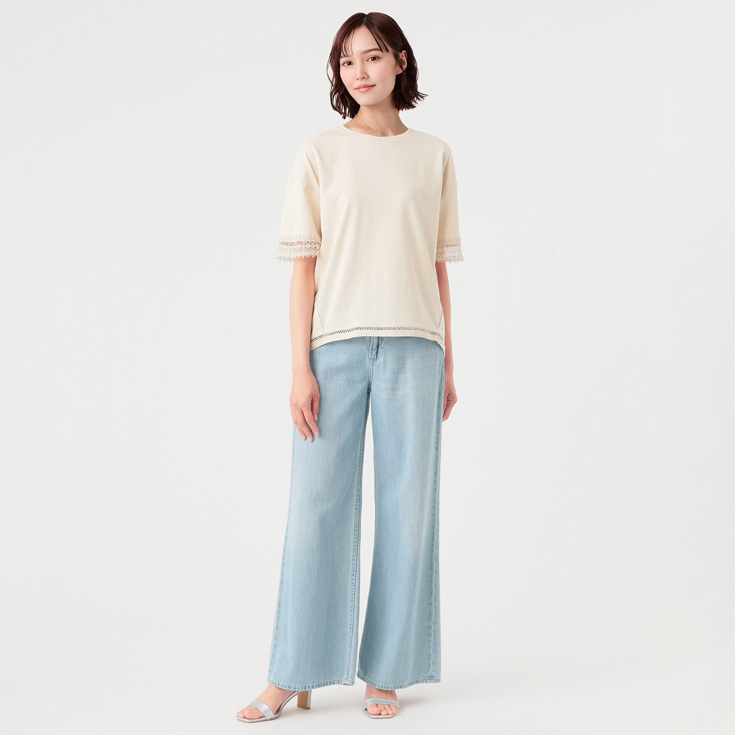 ダジュール 袖レースアクセント Ｔシャツ