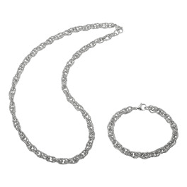 デルークス ステンレス ツイストデザインチェーン ネックレス＆ ブレスレットセット