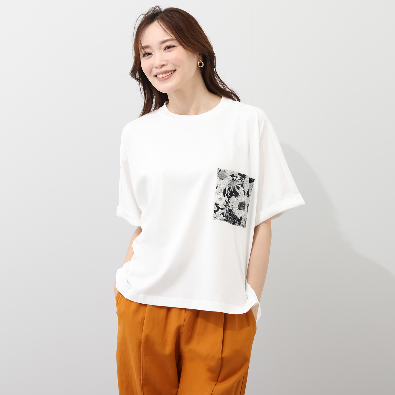 ソソット リバティプリント ポケット付 ワイドＴシャツ
