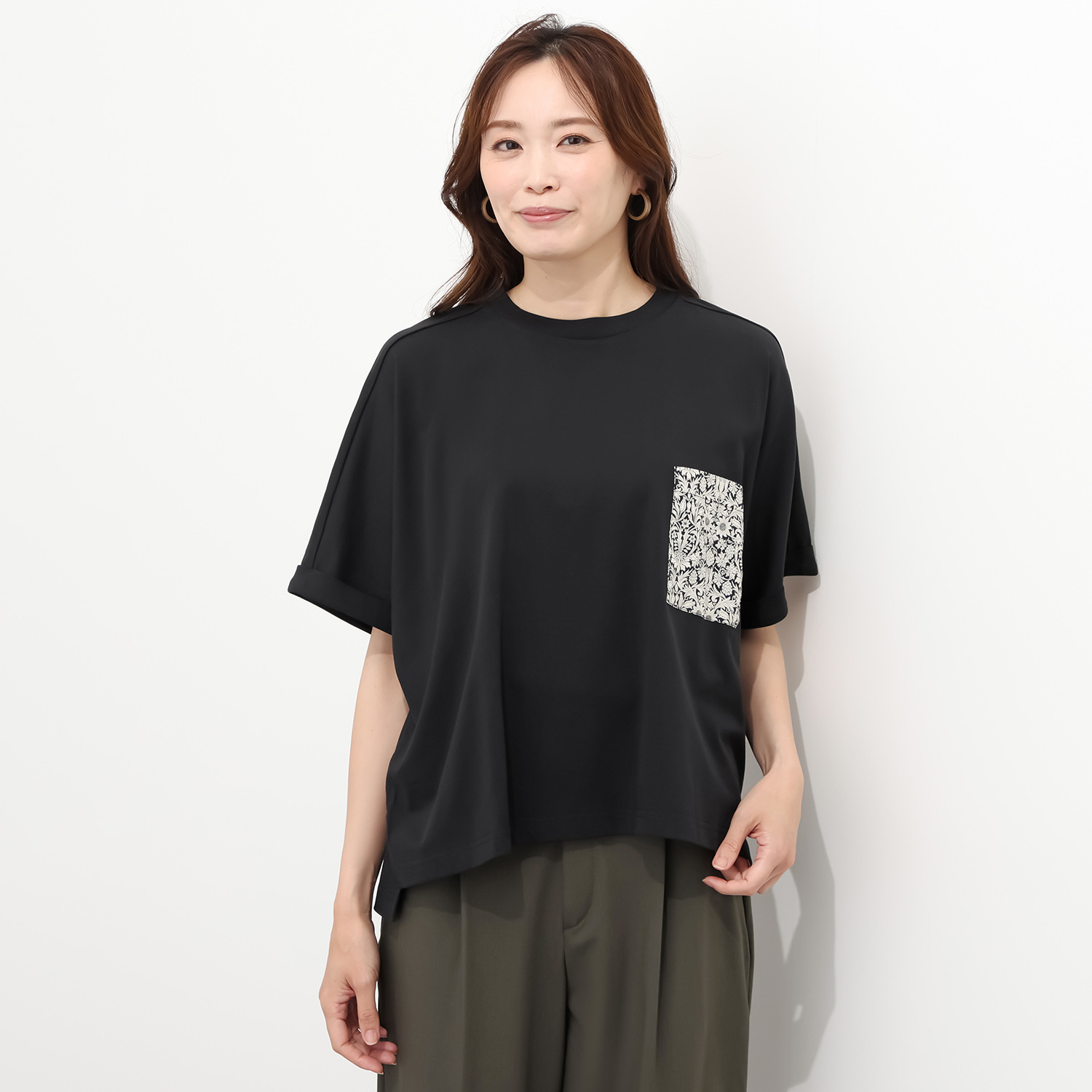 ソソット リバティプリント ポケット付 ワイドＴシャツ