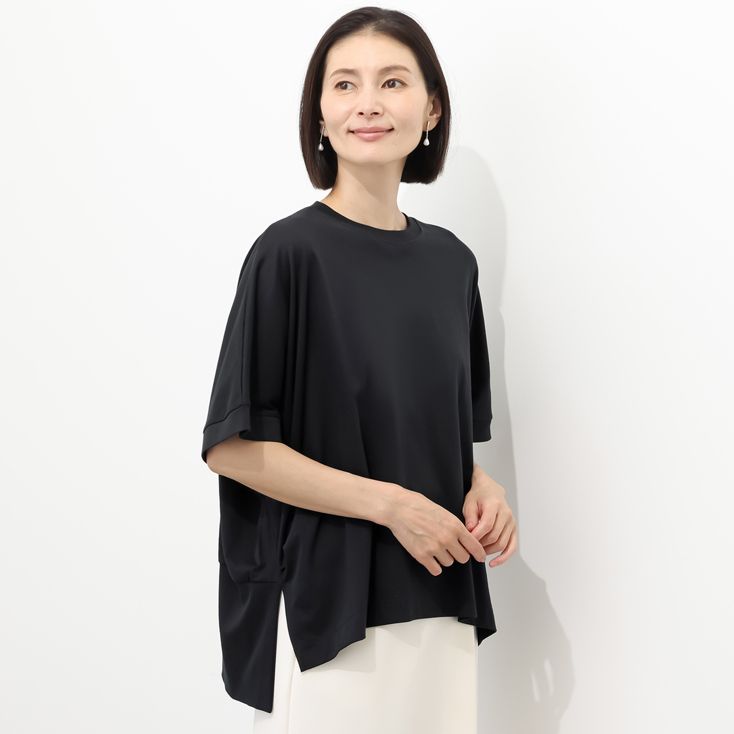ハンチ 接触冷感 コンパクト糸 サイドスリット オーバーサイズＴシャツ