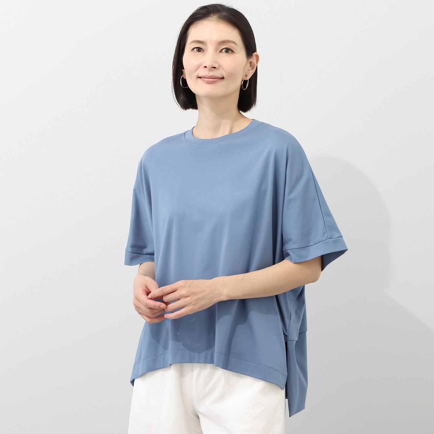 ハンチ 接触冷感 コンパクト糸 サイドスリット オーバーサイズＴシャツ