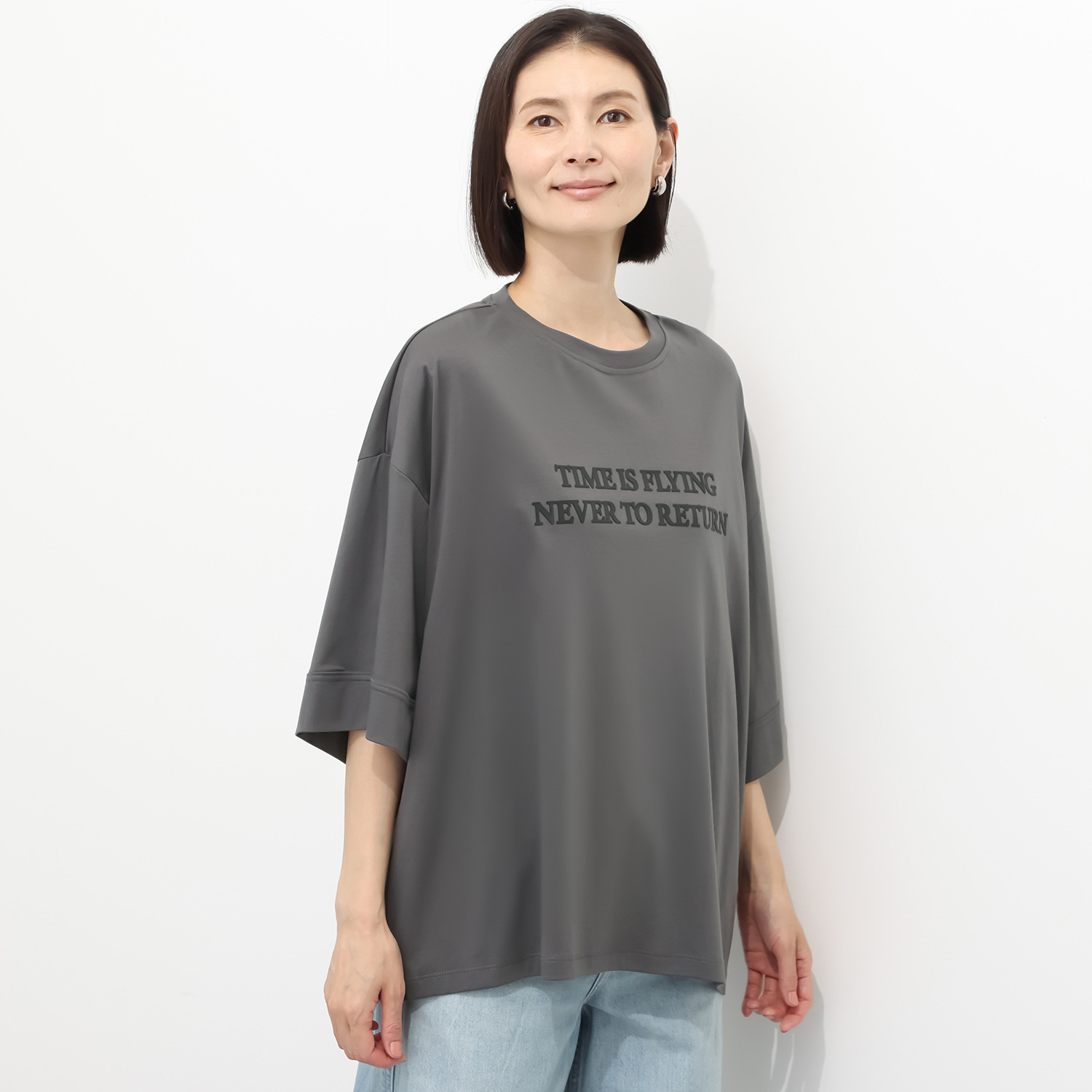 ハンチ 接触冷感 コンパクト糸 オーバーサイズ ロゴＴシャツ
