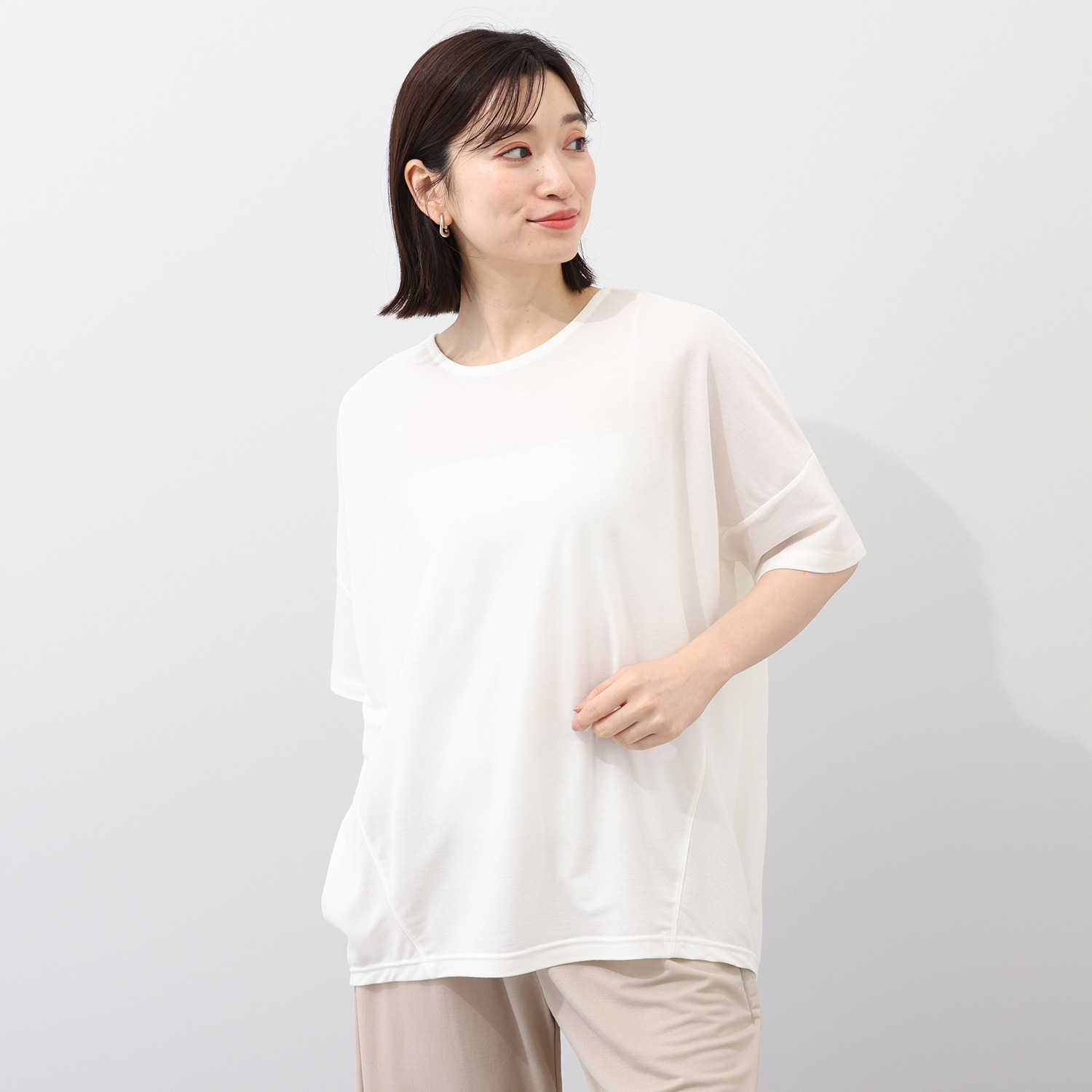 エムエムオー 接触冷感鹿の子 バックコクーン 半袖プルオーバー