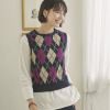 亀　恭子セレクト！ マルティジャーニ 日本製 コンパクトコットン アーガイルジャガード ニットジレ