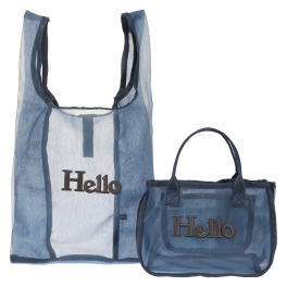 グッシオイタリー Ｈｅｌｌｏロゴ刺しゅう メッシュバッグインバッグ ＜マルシェバッグ付＞