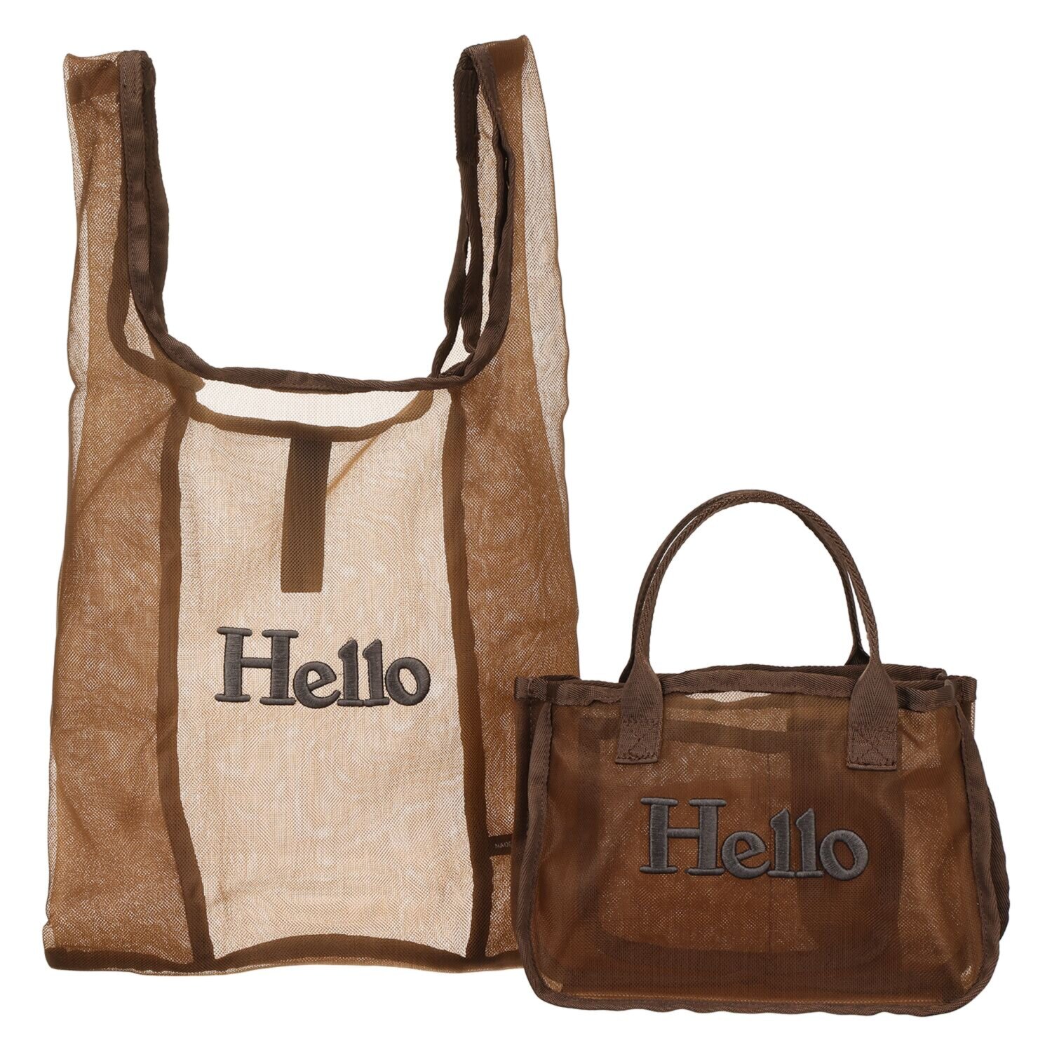 グッシオイタリー Ｈｅｌｌｏロゴ刺しゅう メッシュバッグインバッグ ＜マルシェバッグ付＞