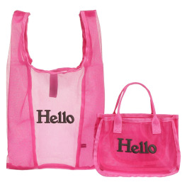 グッシオイタリー Ｈｅｌｌｏロゴ刺しゅう メッシュバッグインバッグ ＜マルシェバッグ付＞