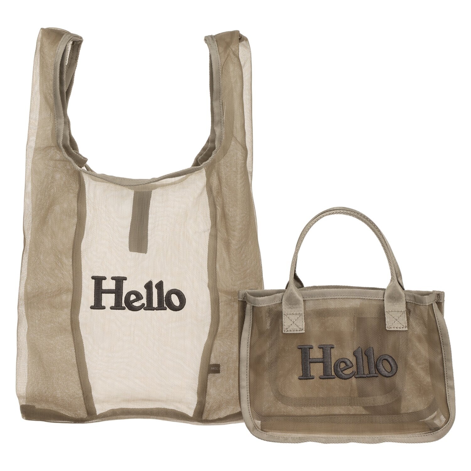 グッシオイタリー Ｈｅｌｌｏロゴ刺しゅう メッシュバッグインバッグ ＜マルシェバッグ付＞