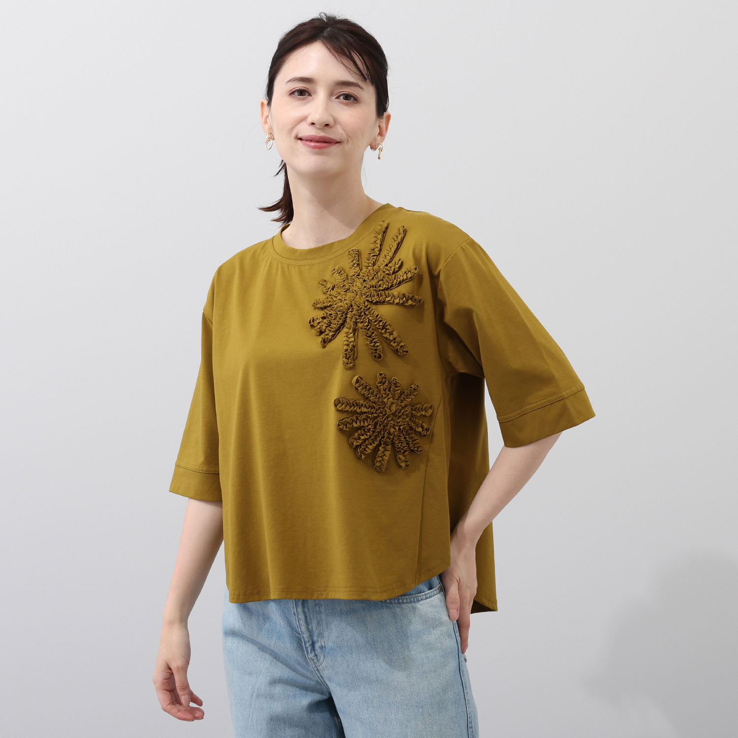 スタイル・ラヴィー 花火柄アクセント カットソープルオーバー