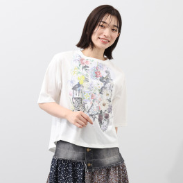 スカラー 接触冷感 コラージュ柄Ｔシャツ