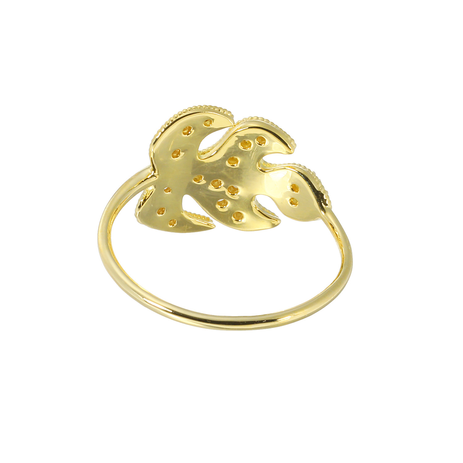 シマ・キャプシーヌ １８Ｋ ０．２カラットＵＰ ダイヤモンド モンステラデザイン リング