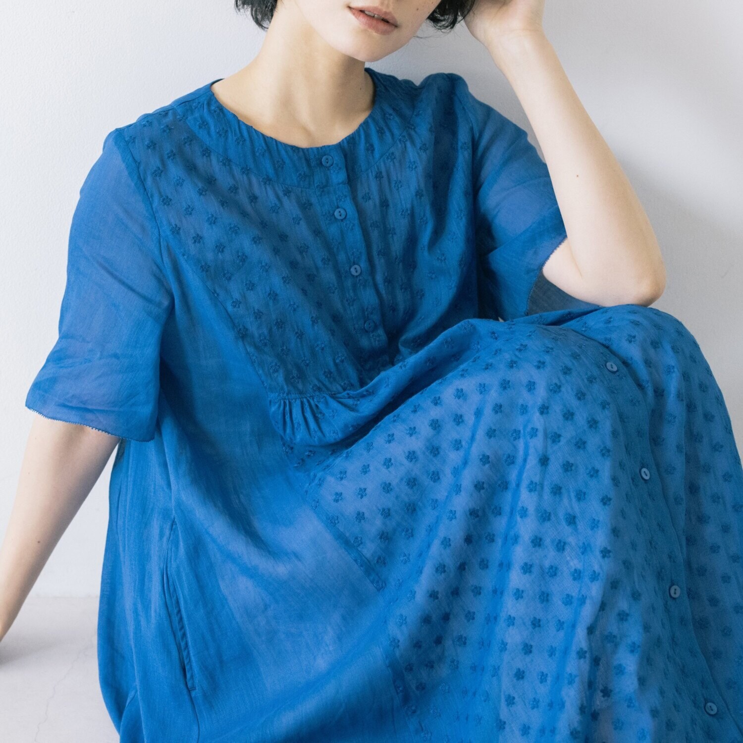 ポンデシャロン オリジナル刺しゅう ラミーコットンワンピース