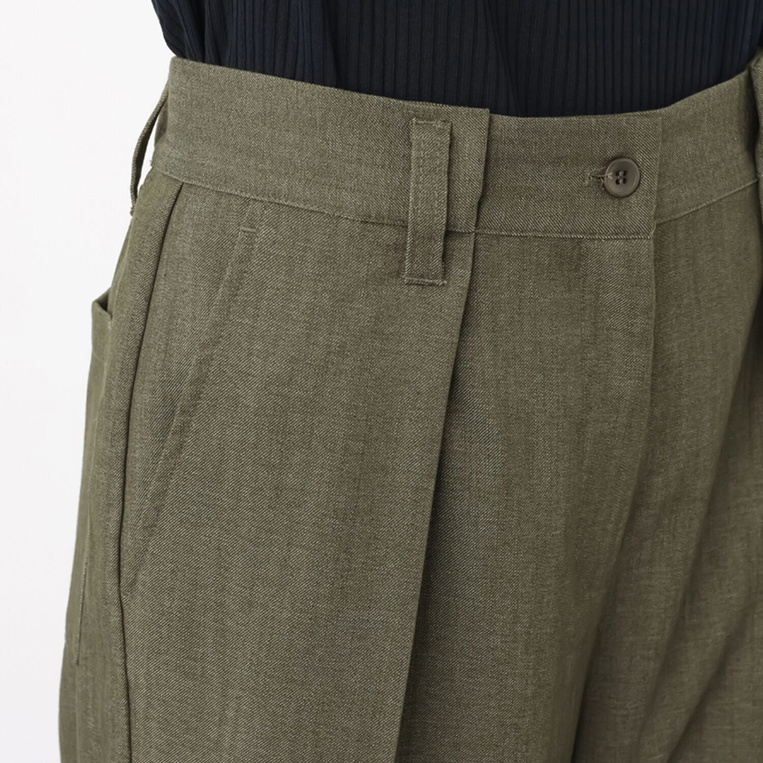 アンドスピカ ストレッチツイル タックパンツ