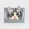 タマオワールド 猫フェイスシリーズ 持ち運ぶアートのような 立体手刺しゅう コンパクト財布