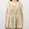 ベルポニー 顔料染 異素材切替 ノースリーブ デザインプルオーバー