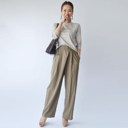 フーア サラッとした肌触り ワッシャー加工 リラックスタックパンツ