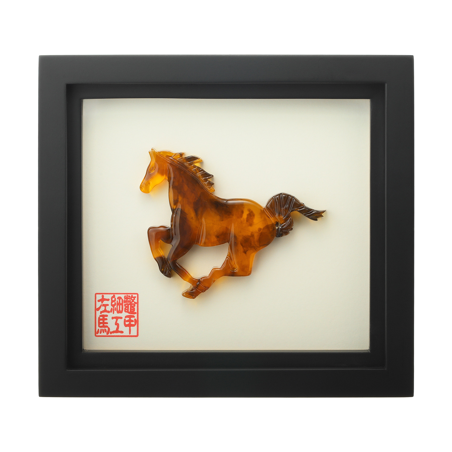 べっこう堂 本べっ甲茨布 張りべっ甲 “左馬”　額装