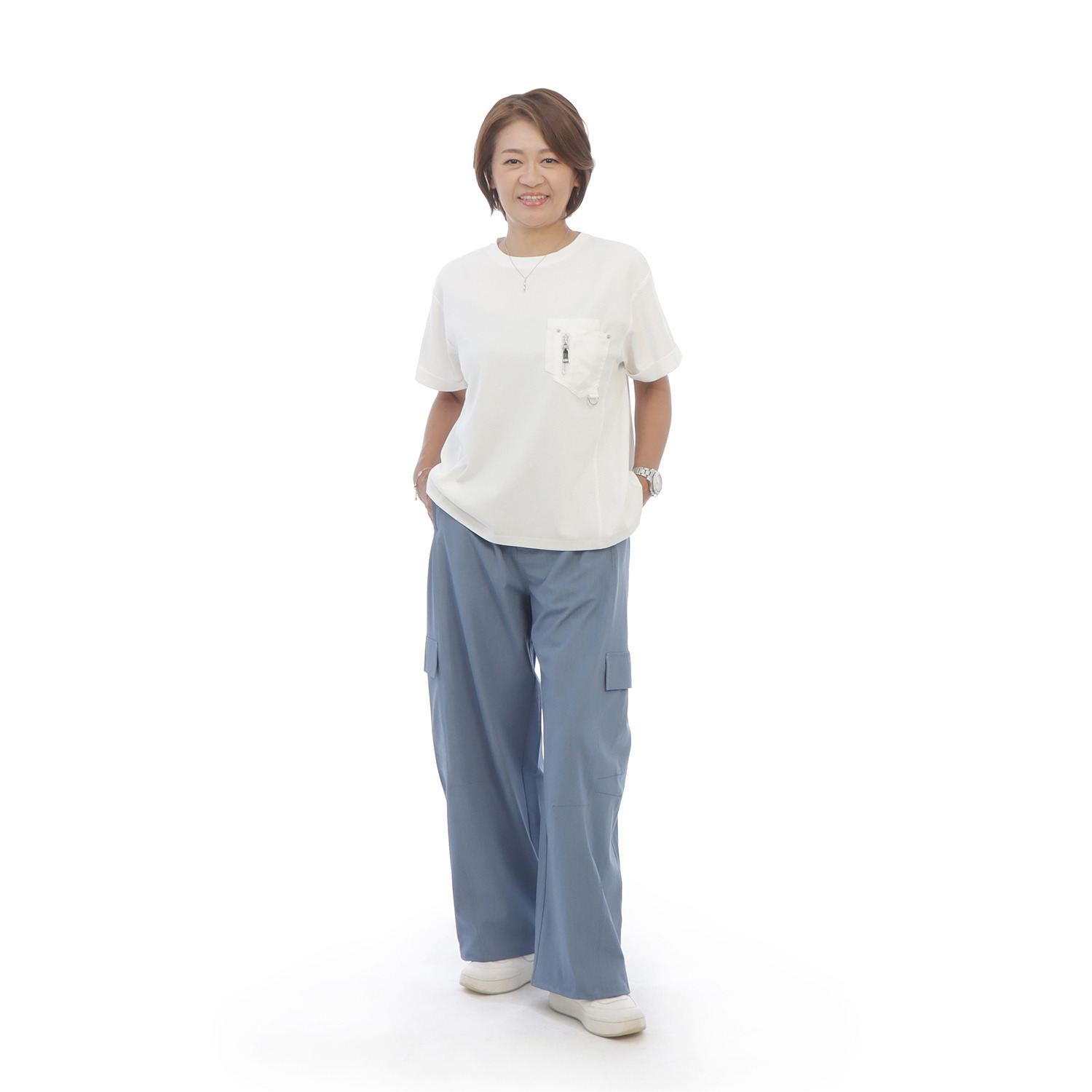 ヘブンアンドアース 接触冷感・ＵＶカット 異素材使い ポケット付Ｔシャツ