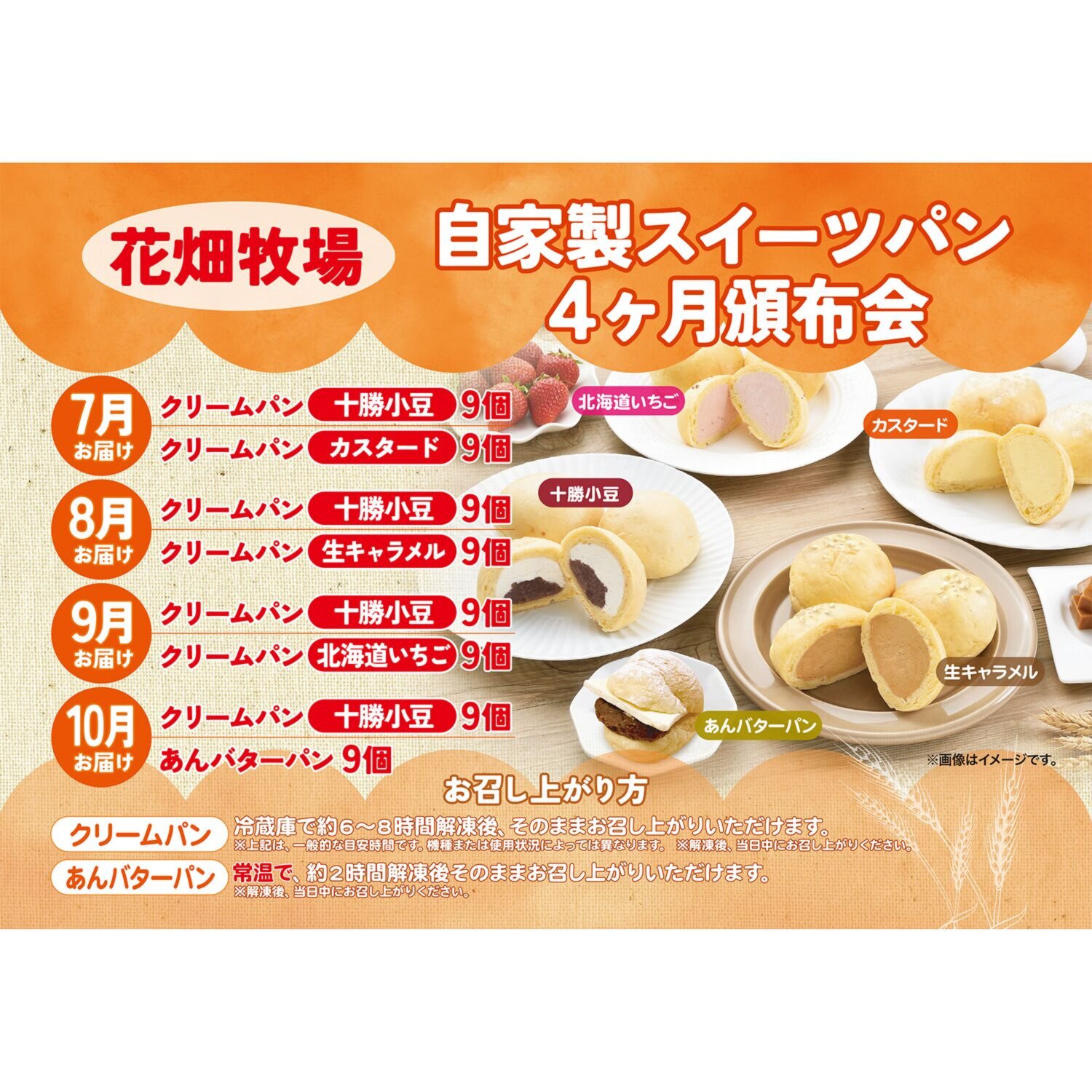 花畑牧場 自家製スイーツパン ４ヶ月頒布会