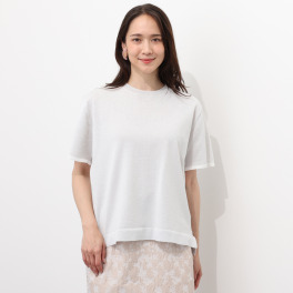 ミューリエ リュラックスできちんと 配色スリーブ プレーディングニット Tシャツ