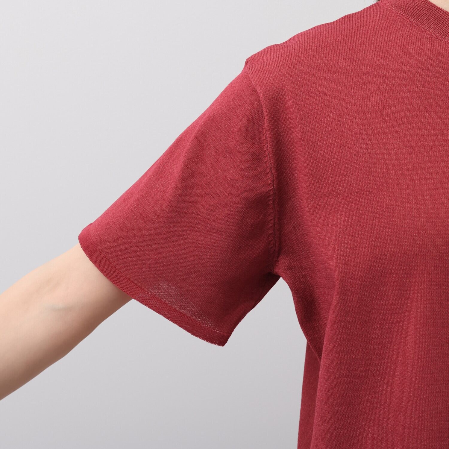 ミューリエ リュラックスできちんと 配色スリーブ プレーディングニット Ｔシャツ