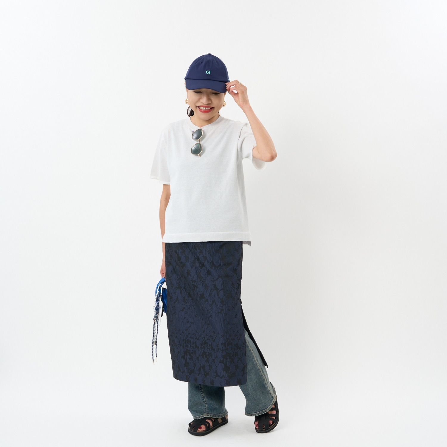 ミューリエ リュラックスできちんと 配色スリーブ プレーディングニット Ｔシャツ