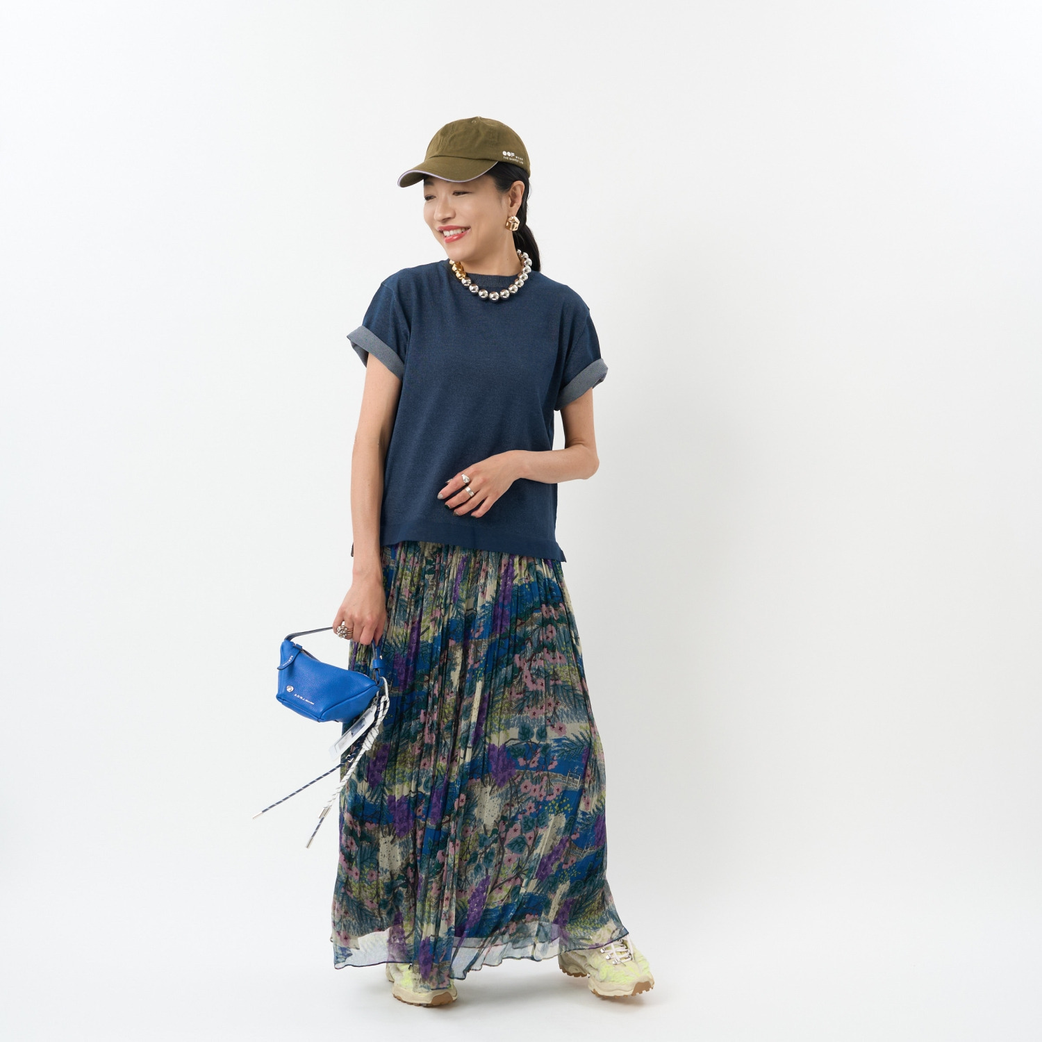 ミューリエ リュラックスできちんと 配色スリーブ プレーディングニット Ｔシャツ