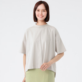 エムエムオー 接触冷感　綿混ベア天竺 ハイネック ドロップショルダー Ｔシャツ