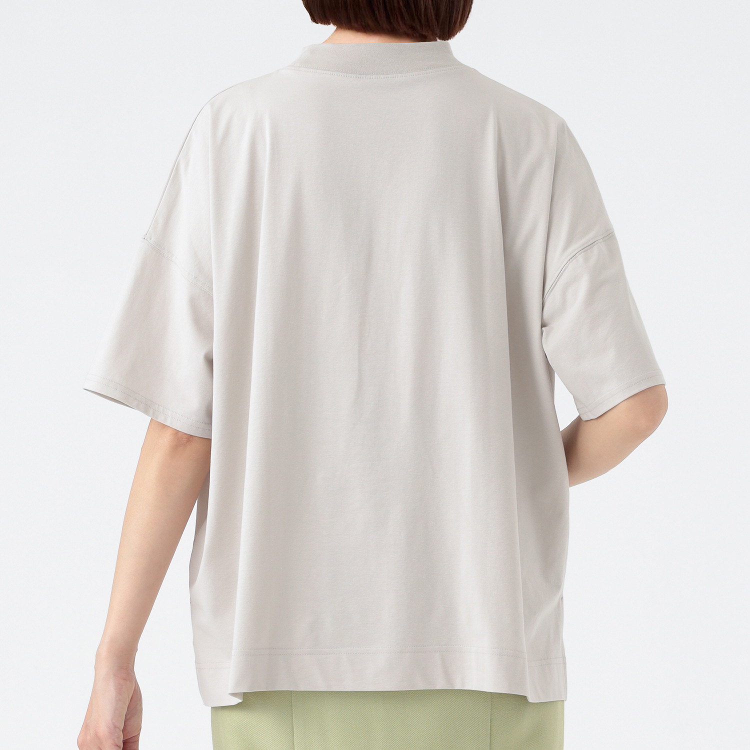 エムエムオー 接触冷感　綿混ベア天竺 ハイネック ドロップショルダー Ｔシャツ